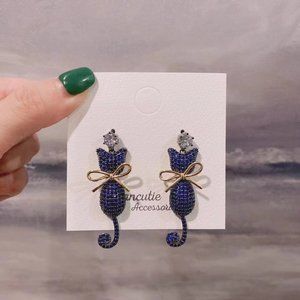 High Quality Cubic Zirconia Cat Earring